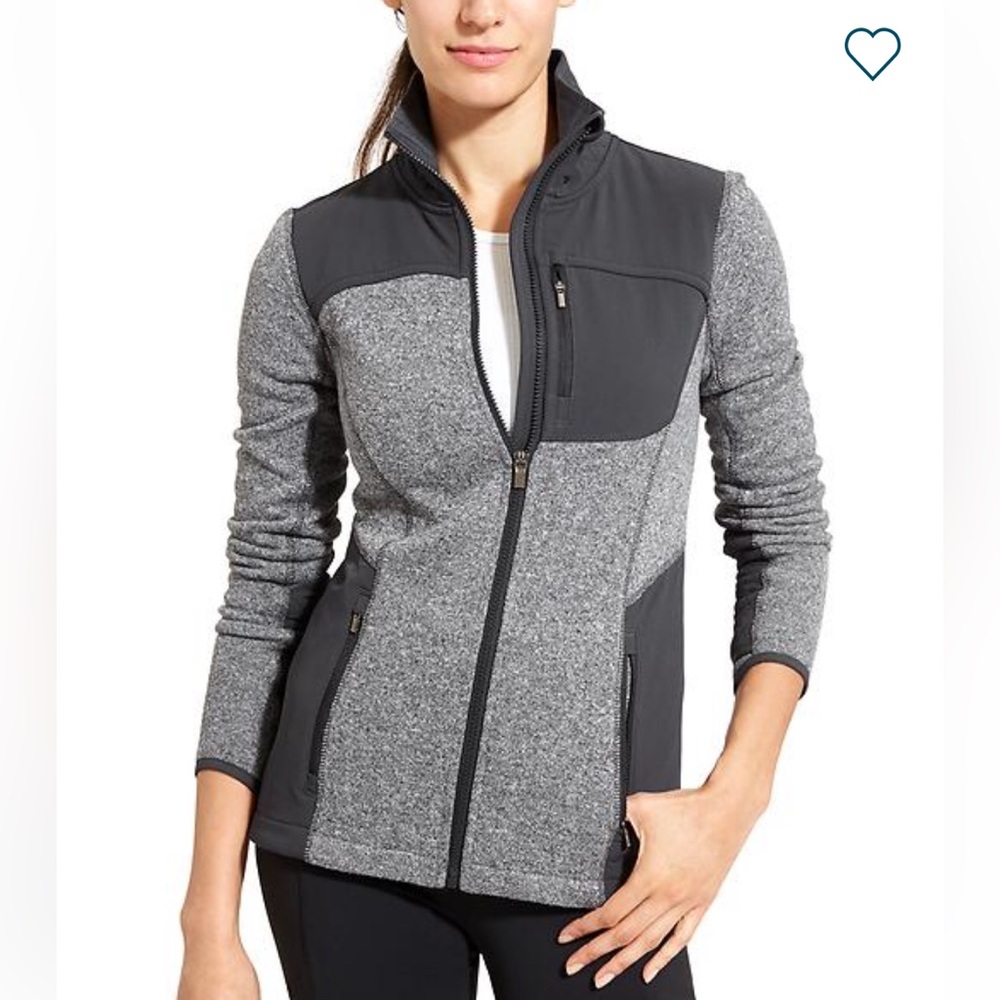 Athleta Truckee Fleece Full Zip Jacket Grey XS